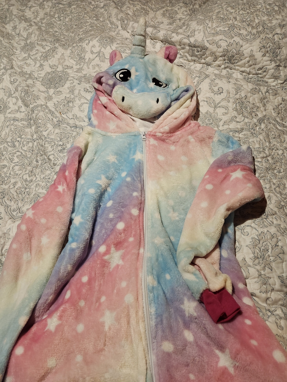 Kids Rainbow Unicorn Hooded Costume Onesie - Pastel Multi